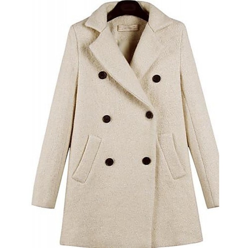 Women's Plus Size Coat,Solid Long Sleeve Winter Beige Thick